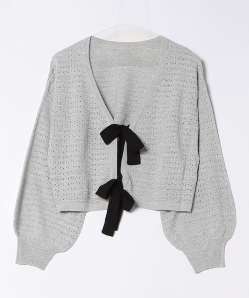 marun（マルン）の「＜大きいサイズ＞ フロントリボンカーディガン marun（カーディガン/ボレロ・レディース・グレー/アイボリー・5L/4L/3L/LL/L）」の16枚目の写真