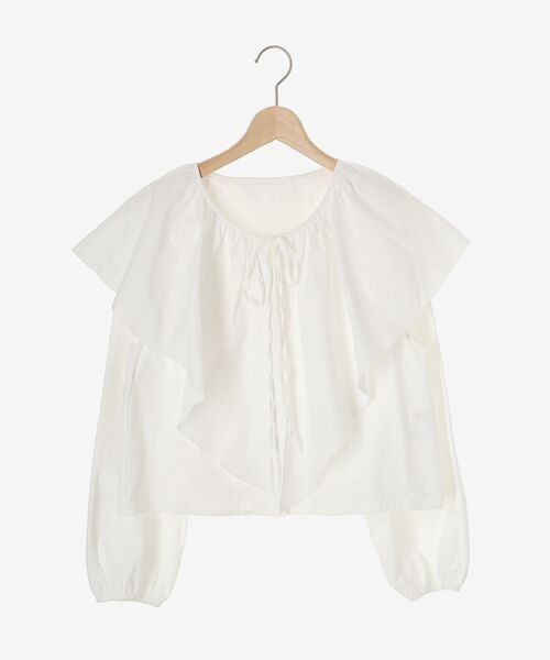 le.coeur blanc(ルクールブラン)の「ラッフルカラーリボンブラウス(シャツ/ブラウス・レディース・ネイビー/オフホワイト/サックスブルー/ライトグリーン・38)」の20枚目の写真