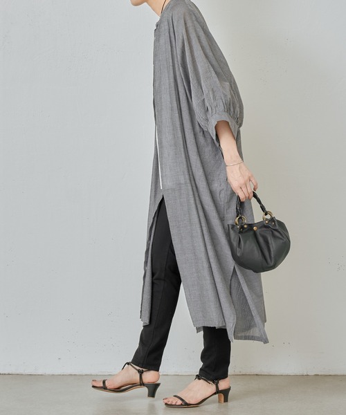 BEARDSLEY（ビアズリー）の「先染めビッグシアーシャツワンピース（ワンピース・レディース・ブラック/ブルー・FREE）」の20枚目の写真