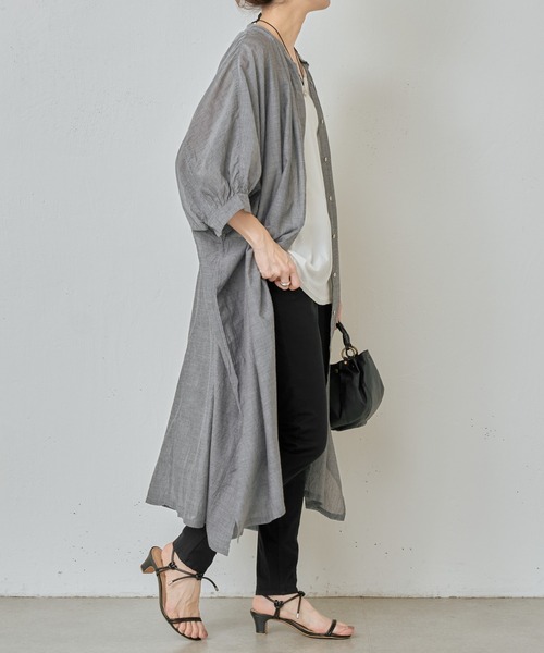 BEARDSLEY（ビアズリー）の「先染めビッグシアーシャツワンピース（ワンピース・レディース・ブラック/ブルー・FREE）」の21枚目の写真