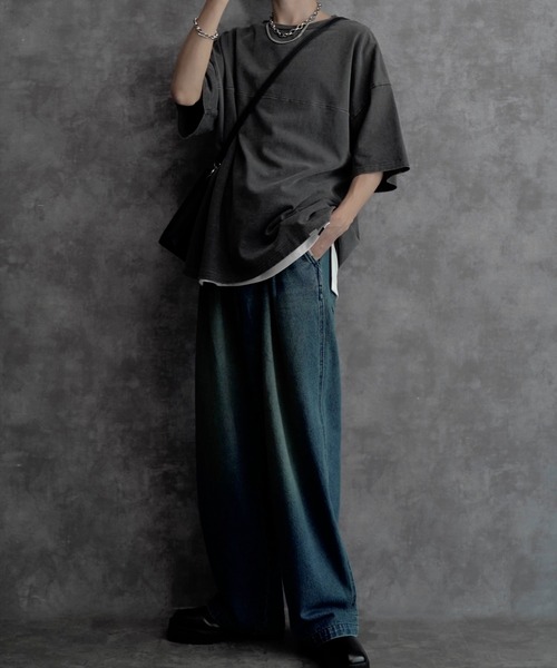 INTER FACTORY(インターファクトリー)の「ファッションインフルエンサー しの - Vintage Overdye Wide Denim / ヴィンテージオーバーダイワイドデニム made in INTER FACTORY(デニムパンツ・メンズ・ブルー/ブラック・MEDIUM/SMALL/LARGE)」の18枚目の写真