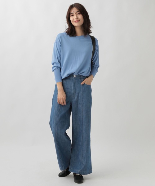 Elura(エルーラ)の「サラサラタッチVネックチュニック(ニット/セーター・レディース・ネイビー/ピンク系その他7/オフホワイト/ブルー系その他3・FREE)」の10枚目の写真