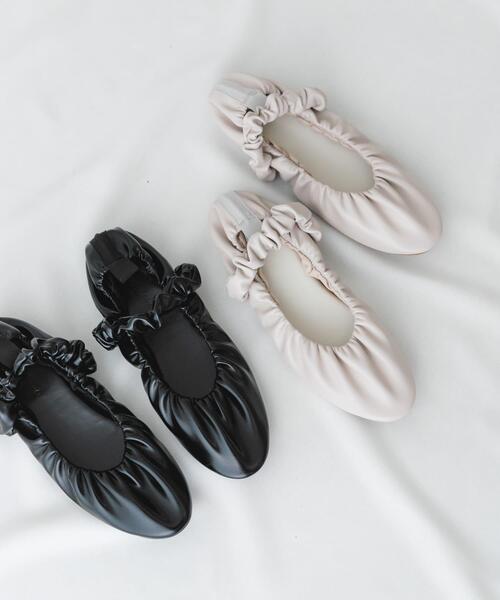 RODE SKO（ロデスコ）の「『MADE IN JAPAN』クシュクシュメリージェーン（バレエシューズ・レディース・オフホワイト/ブラック・37/36/38）」の13枚目の写真