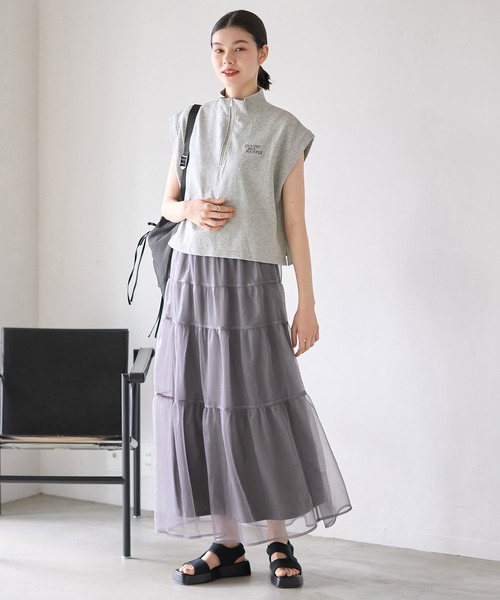 ROPE' PICNIC(ロペピクニック)の「セットアップ対応/ロゴ刺繍ハーフジッププルオーバー(Tシャツ/カットソー・レディース・ライトグレー/キナリ・38)」の19枚目の写真