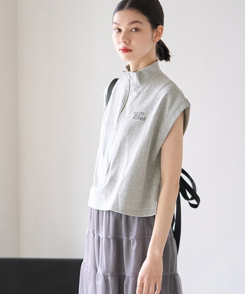 ROPE' PICNIC(ロペピクニック)の「セットアップ対応/ロゴ刺繍ハーフジッププルオーバー(Tシャツ/カットソー・レディース・ライトグレー/キナリ・38)」の21枚目の写真