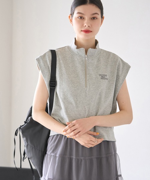 ROPE' PICNIC(ロペピクニック)の「セットアップ対応/ロゴ刺繍ハーフジッププルオーバー(Tシャツ/カットソー・レディース・ライトグレー/キナリ・38)」の22枚目の写真