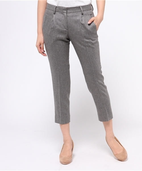 FIGARO Paris（フィガロパリ）の「◇INCOTEX ラメ入り ワンタッククロップドパンツ（その他パンツ・レディース・ブラウン/チャコールグレー・40/38）」の2枚目の写真