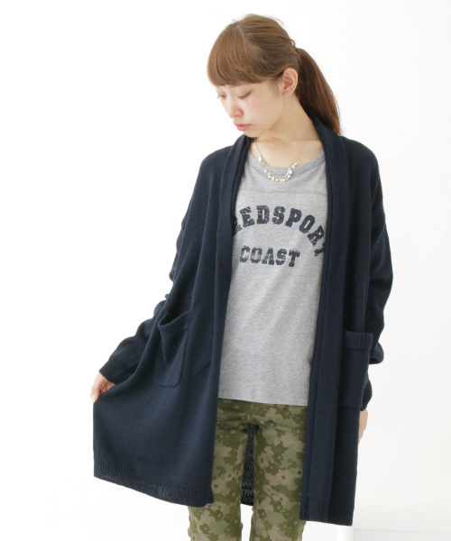 earth music&ecology（アースミュージックアンドエコロジー）の「ビッグシルエットニットカーディガン（カーディガン/ボレロ・レディース・LT.Gray/DK.Gray/ネイビー・FREE）」の2枚目の写真