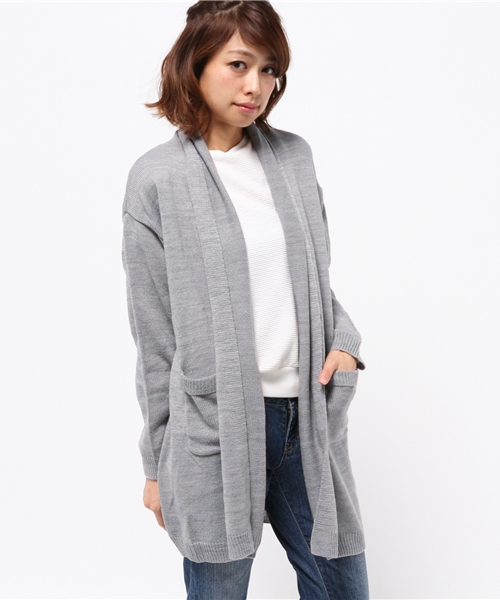 earth music&ecology（アースミュージックアンドエコロジー）の「ビッグシルエットニットカーディガン（カーディガン/ボレロ・レディース・LT.Gray/DK.Gray/ネイビー・FREE）」の16枚目の写真