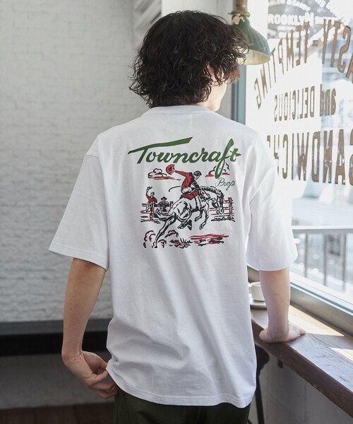 TOWNCRAFT（タウンクラフト）の「TOWNCRAFT（タウンクラフト）別注ロゴプリントTシャツ（Tシャツ/カットソー・メンズ・ホワイト/ネイビー/ダークブラウン・M/XL/L）」の8枚目の写真