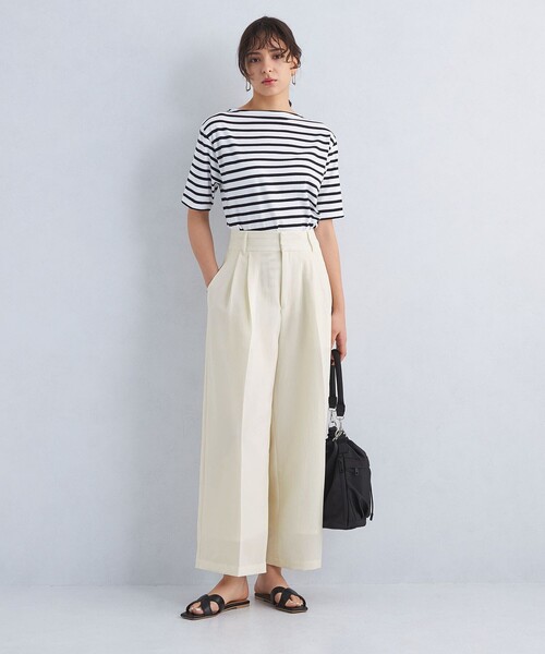 green label relaxing（グリーンレーベルリラクシング）の「［size SHORT/TALLあり］ ドライタッチ ワイドパンツ オフホワイト（スラックス・レディース・オフホワイト・SHORT/36/38/40/TALL）」の12枚目の写真