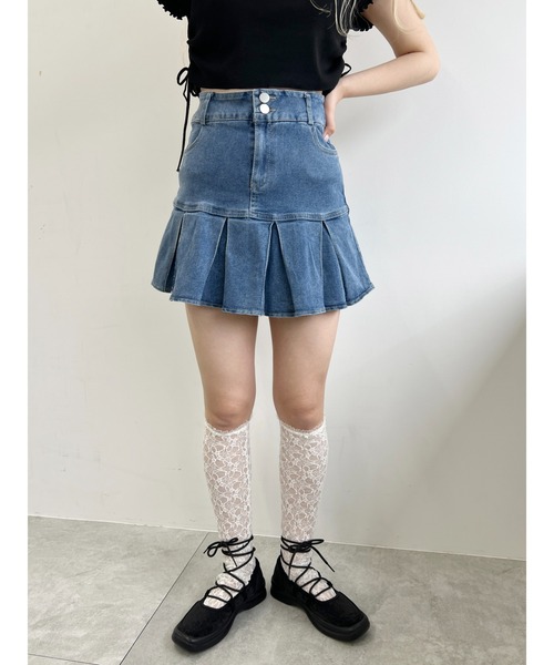 PHILLY（フィリー）の「【PHILLY】フレアデニムミニスカート（デニムスカート・レディース・インディゴブルー/ブラック・FREE）」の3枚目の写真