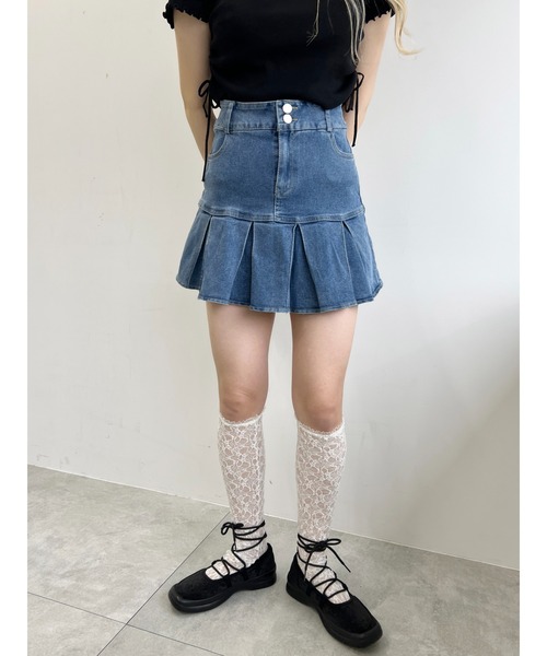 PHILLY（フィリー）の「【PHILLY】フレアデニムミニスカート（デニムスカート・レディース・インディゴブルー/ブラック・FREE）」の5枚目の写真