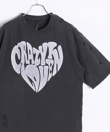ダメージピグメント加工 ヴィンテージライク半袖プリントTシャツ