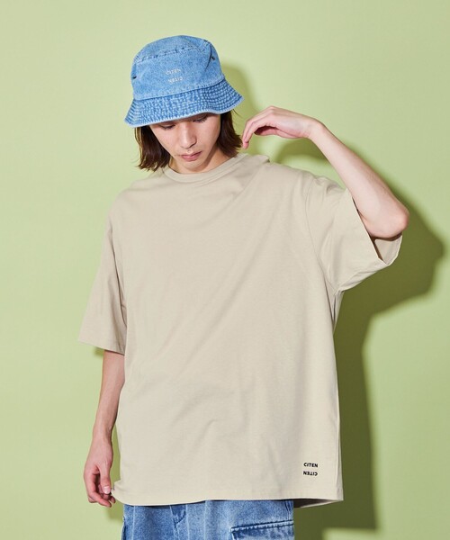 CITEN(シテン)の「<CITEN>ロゴ プレーンTシャツ(Tシャツ/カットソー・メンズ・ブラック/ホワイト/ベージュ/ライム・S/M/L)」の3枚目の写真