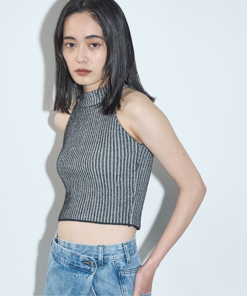 THE YOn（ザヨン）の「プレーティングリブニットアメスリタンク（タンクトップ・レディース・ブラウン/ホワイト/ベージュ・FREE）」の15枚目の写真