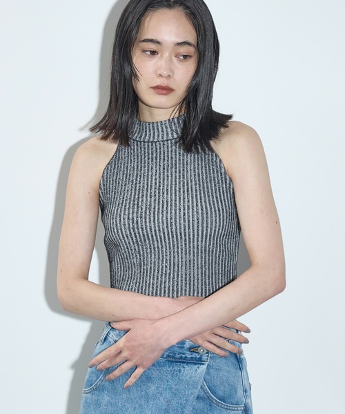 THE YOn（ザヨン）の「プレーティングリブニットアメスリタンク（タンクトップ・レディース・ブラウン/ホワイト/ベージュ・FREE）」の14枚目の写真