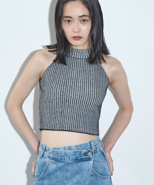 THE YOn（ザヨン）の「プレーティングリブニットアメスリタンク（タンクトップ・レディース・ブラウン/ホワイト/ベージュ・FREE）」の13枚目の写真