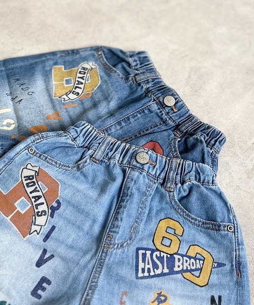Ocean&Ground(オーシャン&グラウンド)の「プリントデニムワイドショーツ(80~140cm)(デニムパンツ・キッズ・ネイビー/ダークブルー・110/120/130/140/80/90/95/100)」の3枚目の写真