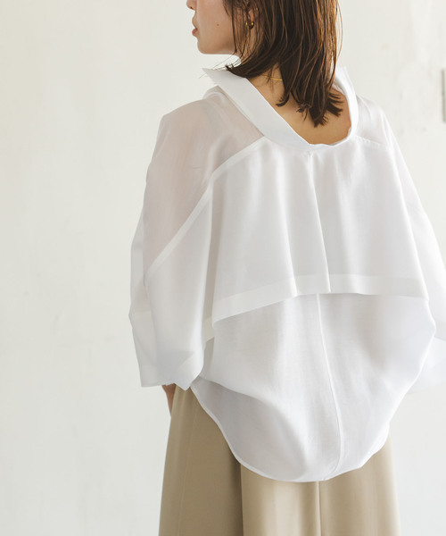 Noble(ノーブル)の「ドレープヨークショートシャツ(シャツ/ブラウス・レディース・ラベンダー/ホワイト・FREE)」の15枚目の写真