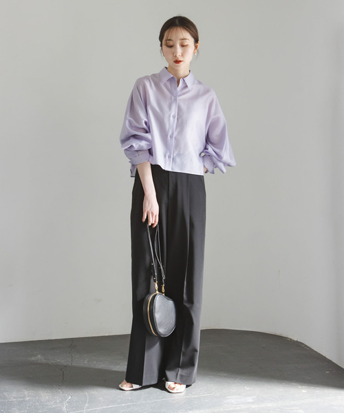 Noble(ノーブル)の「ドレープヨークショートシャツ(シャツ/ブラウス・レディース・ラベンダー/ホワイト・FREE)」の18枚目の写真