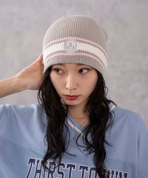 WEGO(ウィゴー)の「WEGO/ワンポイント刺繍シングルニットワッチ(ニットキャップ/ビーニー・レディース・ブラック/グレー/ベージュ・FREE)」の1枚目の写真