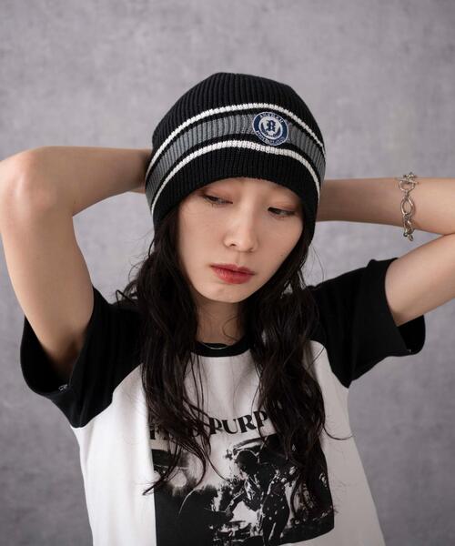 WEGO(ウィゴー)の「WEGO/ワンポイント刺繍シングルニットワッチ(ニットキャップ/ビーニー・レディース・ブラック/グレー/ベージュ・FREE)」の4枚目の写真