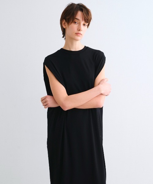 three dots（スリードッツ）の「トラベルライン ドレス（ワンピース・レディース・ネイビー/ブラック・MEDIUM/SMALL）」の4枚目の写真