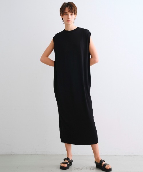 three dots（スリードッツ）の「トラベルライン ドレス（ワンピース・レディース・ネイビー/ブラック・MEDIUM/SMALL）」の8枚目の写真