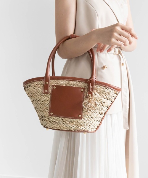ステッチデザインバスケットバッグ