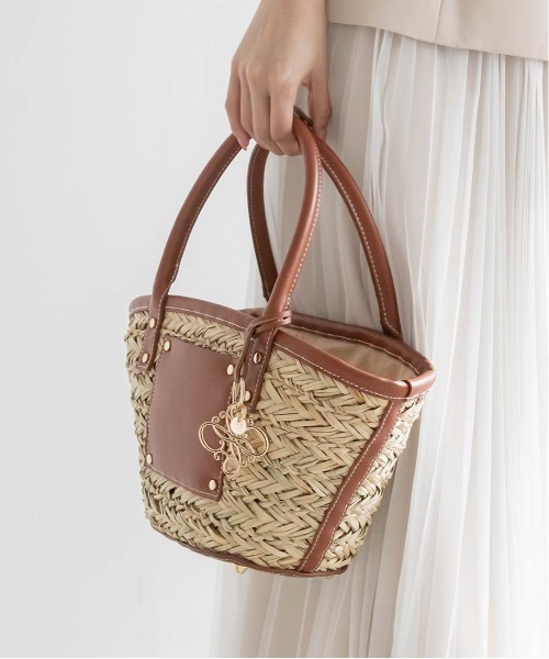 ステッチデザインバスケットバッグ