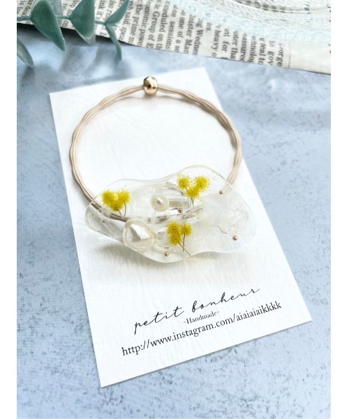 レジンヘアゴムミモザ春夏ちょうちょベビーイエロー