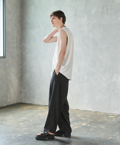 CTHY（シティ）の「接触冷感ルーズシルエットドレープ 梨地ノースリーブカットソー（タンクトップ・メンズ・グレー/ブラック/ホワイト・M/S/XL/L）」の11枚目の写真