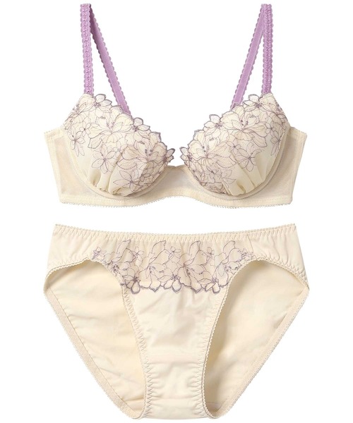 ワコール ルジェ C75/M SX 水色×白×ピンク レースショーツ 清楚 花柄