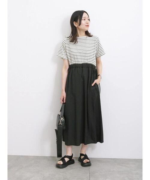 Samansa Mos2 blue（サマンサモスモスブルー）の「ボーダードッキングワンピース（ワンピース・レディース・ブルー/オフホワイト/ブラック・F）」の13枚目の写真