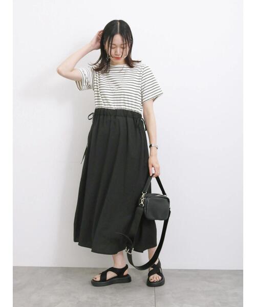 Samansa Mos2 blue（サマンサモスモスブルー）の「ボーダードッキングワンピース（ワンピース・レディース・ブルー/オフホワイト/ブラック・F）」の14枚目の写真