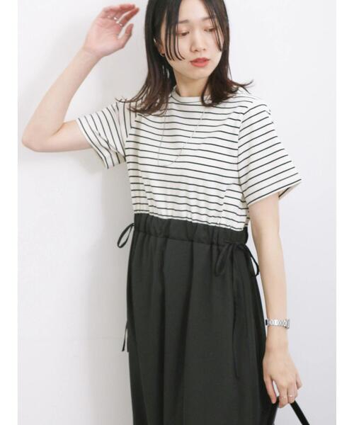 Samansa Mos2 blue（サマンサモスモスブルー）の「ボーダードッキングワンピース（ワンピース・レディース・ブルー/オフホワイト/ブラック・F）」の15枚目の写真