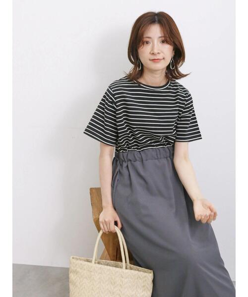 Samansa Mos2 blue（サマンサモスモスブルー）の「ボーダードッキングワンピース（ワンピース・レディース・ブルー/オフホワイト/ブラック・F）」の19枚目の写真