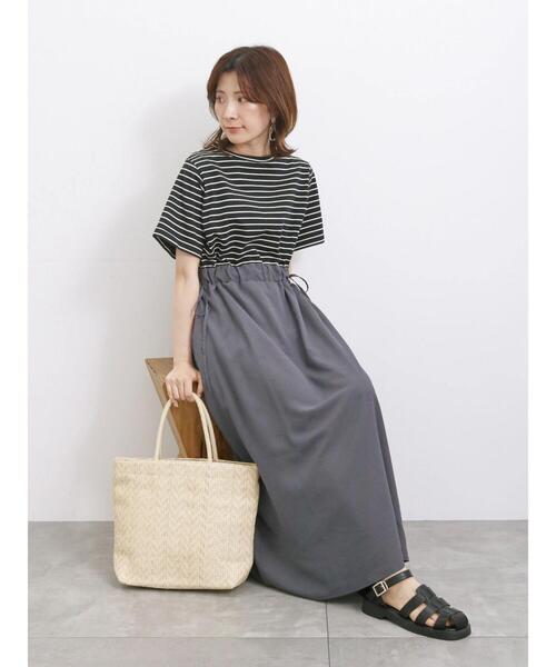 Samansa Mos2 blue（サマンサモスモスブルー）の「ボーダードッキングワンピース（ワンピース・レディース・ブルー/オフホワイト/ブラック・F）」の20枚目の写真