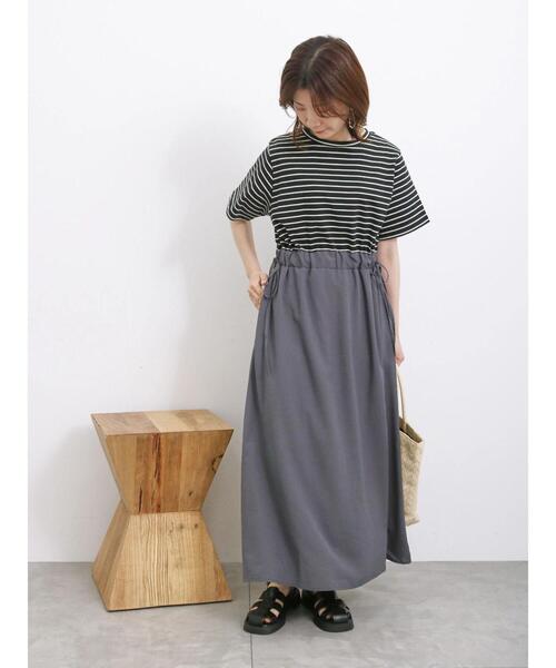 Samansa Mos2 blue（サマンサモスモスブルー）の「ボーダードッキングワンピース（ワンピース・レディース・ブルー/オフホワイト/ブラック・F）」の21枚目の写真