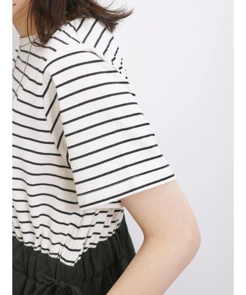 Samansa Mos2 blue（サマンサモスモスブルー）の「ボーダードッキングワンピース（ワンピース・レディース・ブルー/オフホワイト/ブラック・F）」の4枚目の写真