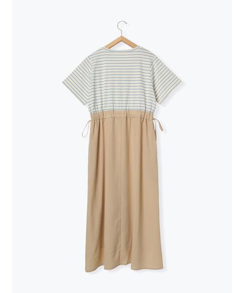 Samansa Mos2 blue（サマンサモスモスブルー）の「ボーダードッキングワンピース（ワンピース・レディース・ブルー/オフホワイト/ブラック・F）」の8枚目の写真