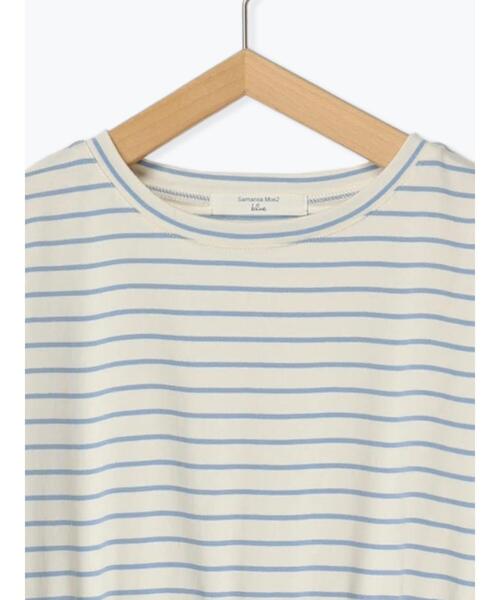 Samansa Mos2 blue（サマンサモスモスブルー）の「ボーダードッキングワンピース（ワンピース・レディース・ブルー/オフホワイト/ブラック・F）」の9枚目の写真