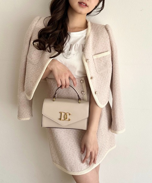 DEICY（デイシー）の「ツイードパイピングジャケット（ノーカラージャケット・レディース・ブラック/ベビーピンク/オフホワイト・1/0）」の6枚目の写真