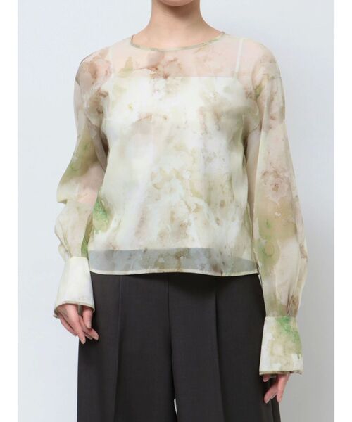 LAGUNAMOON(ラグナムーン)の「マーブライズドシアープリントブラウス(シャツ/ブラウス・レディース・グレー/イエロー・FREE)」の14枚目の写真