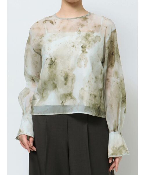 LAGUNAMOON(ラグナムーン)の「マーブライズドシアープリントブラウス(シャツ/ブラウス・レディース・グレー/イエロー・FREE)」の15枚目の写真