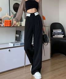 LAC-VERT | ウエスト折り返しラインスラックス(スラックス)