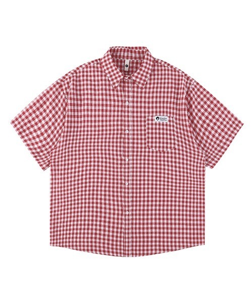 Good Riddance（グッドリダンス）の「【Lemanism】ワイドシルエット ギンガム ショートスリーブシャツ（シャツ/ブラウス・メンズ・ブルー/レッド/ブラック・FREE）」の3枚目の写真