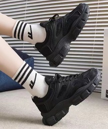 ソリッドカラー 厚底 メッシュ ダッド スニーカー