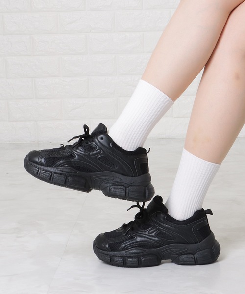 Lace Ladies(レースレディース)の「ソリッドカラー 厚底 メッシュ ダッド スニーカー(スニーカー・レディース・ブラック/ホワイト・23/24/24.5/23.5/ 25)」の7枚目の写真